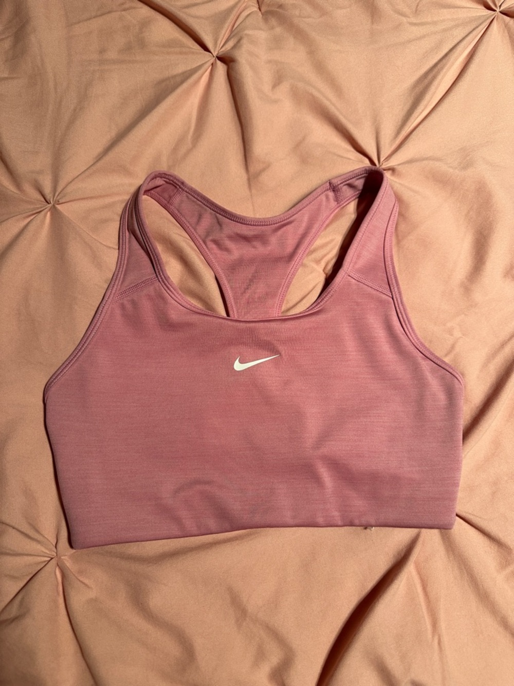 Nike Dusty Rose Racerback Sports Bra with White Swoosh